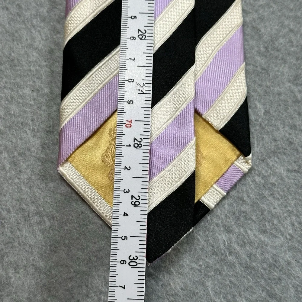 Donald Trump Silk Tie Black Lavender Stripe Power Necktie Mens 60x3.3in NOTE